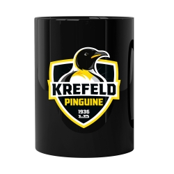 Krefeld Pinguine - Fan Tasse schwarz - Logo Hochglanz