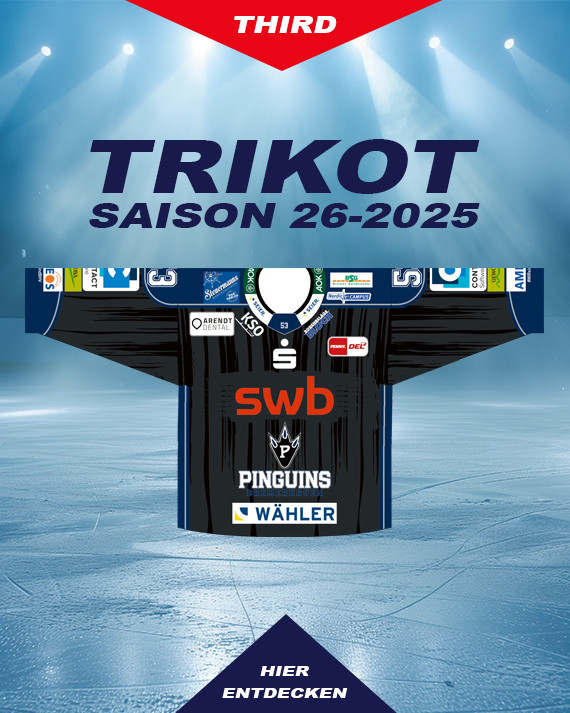 Home Trikot Saison 2025-26 der Fischtown Pinguins Bremerhaven